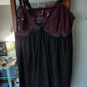 Burgundy and Black Lace Babydoll